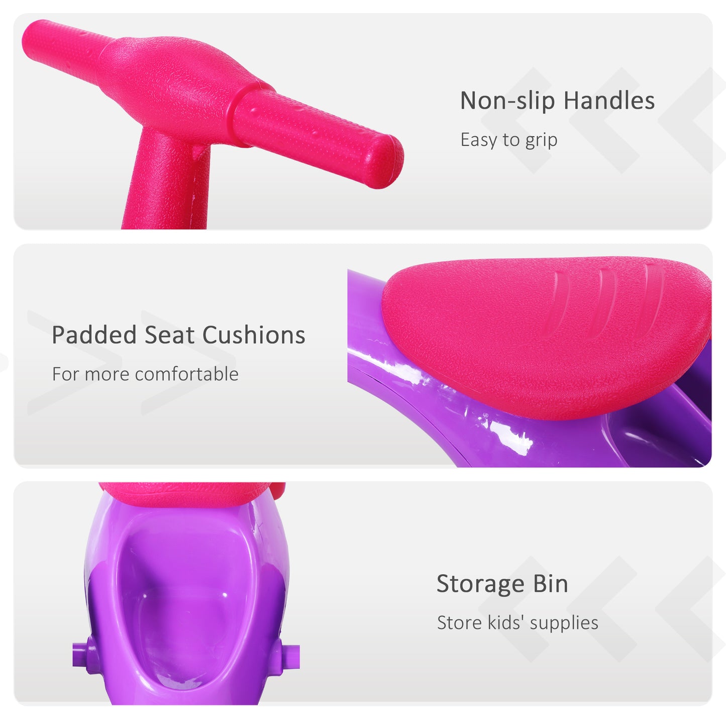 Baby Balance Bike Toddler Safe Training 4 Smooth Rubber Wheels W/Storage Bin