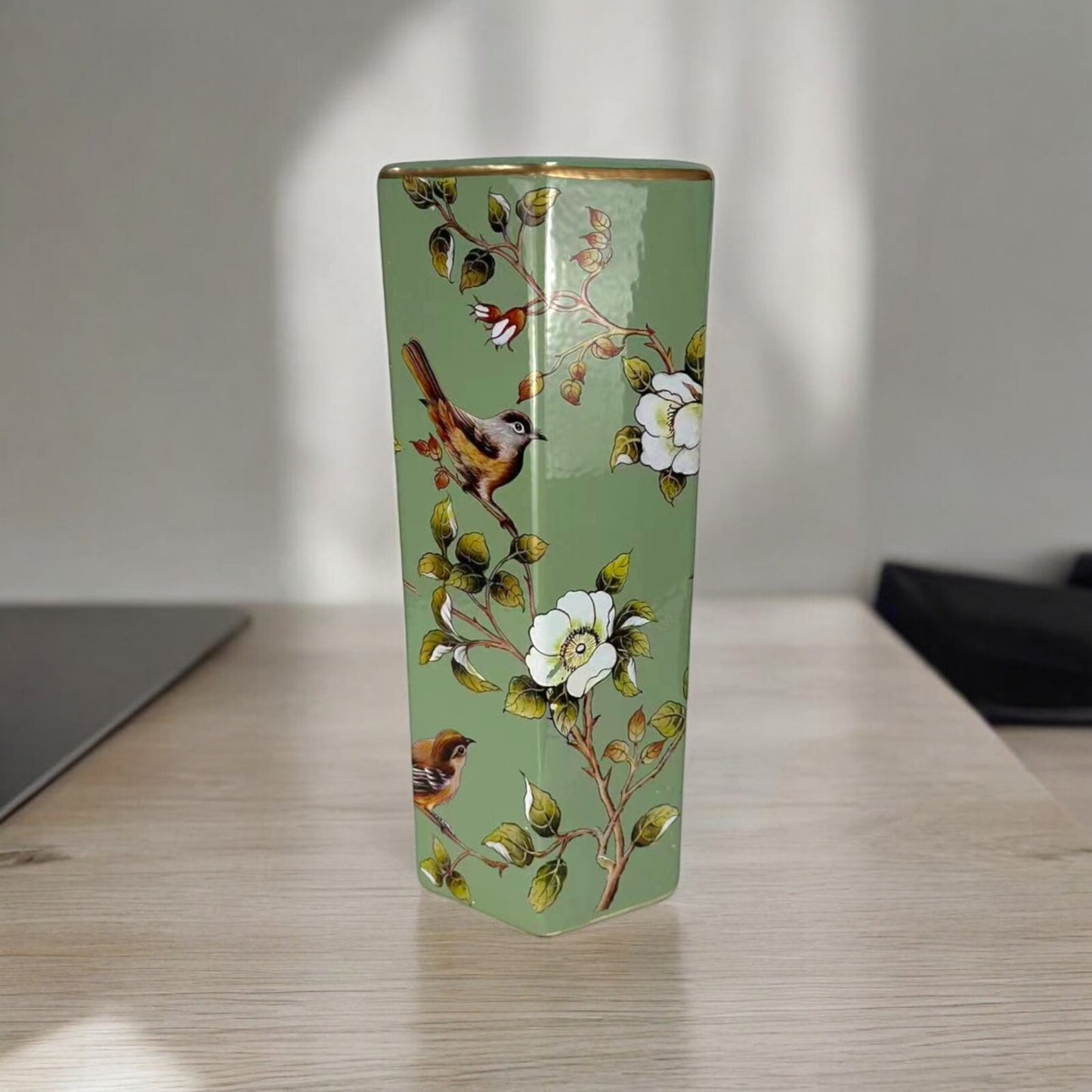 Durable & Stylish Ceramic round Bird Floral Umbrella Stand for Home, Office Use
