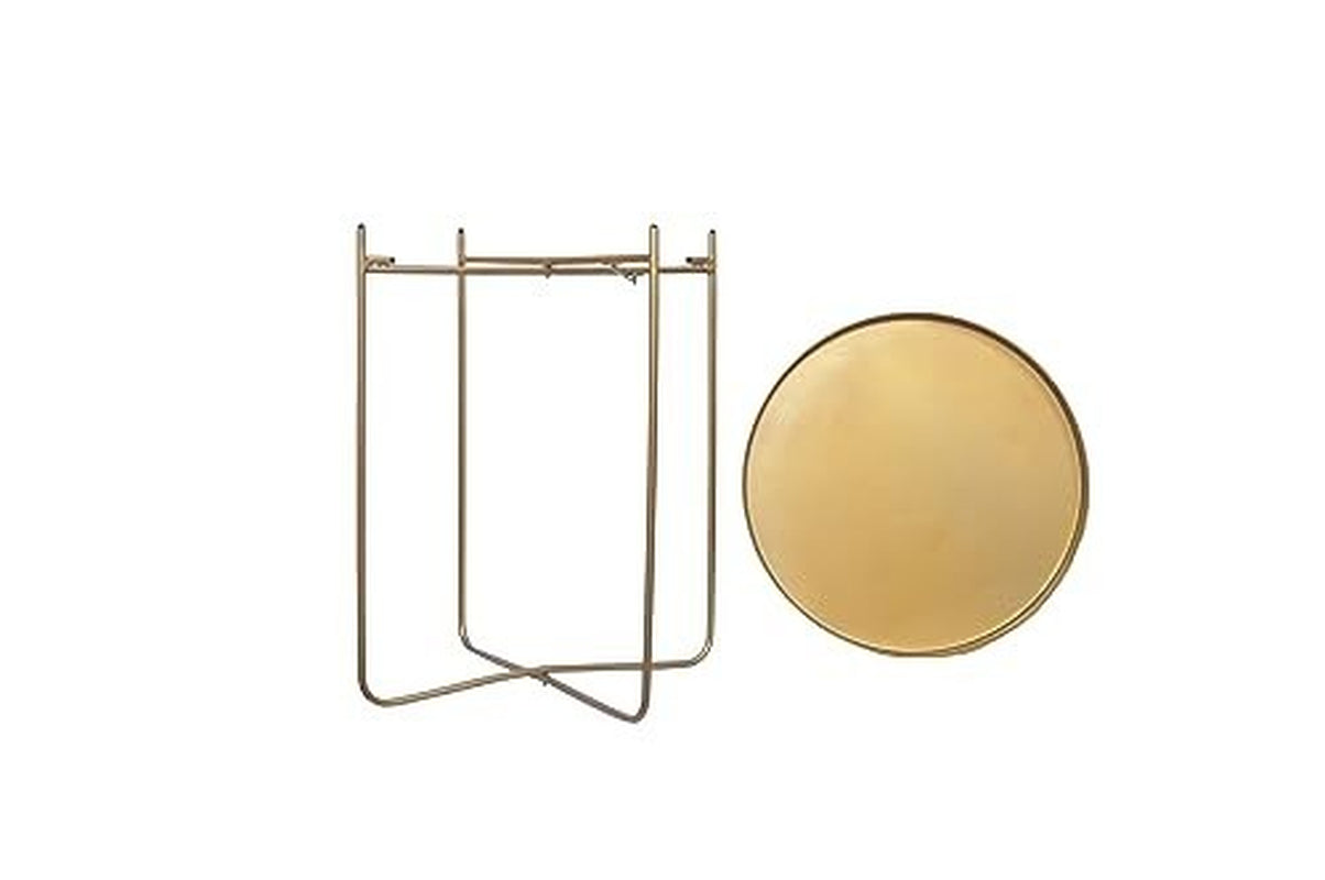 Gold Metal round Side Tray Table - Versatile round End Table and Nightstand