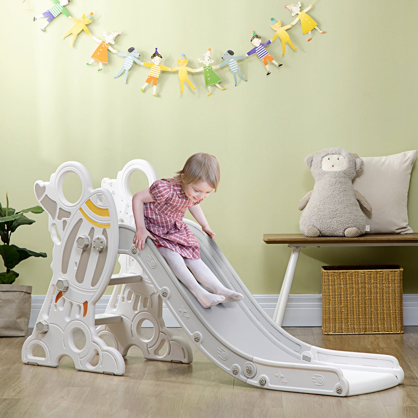 Kids Slide Indoor Freestanding Baby Slide Space Theme for Ages 1.5-3 Years