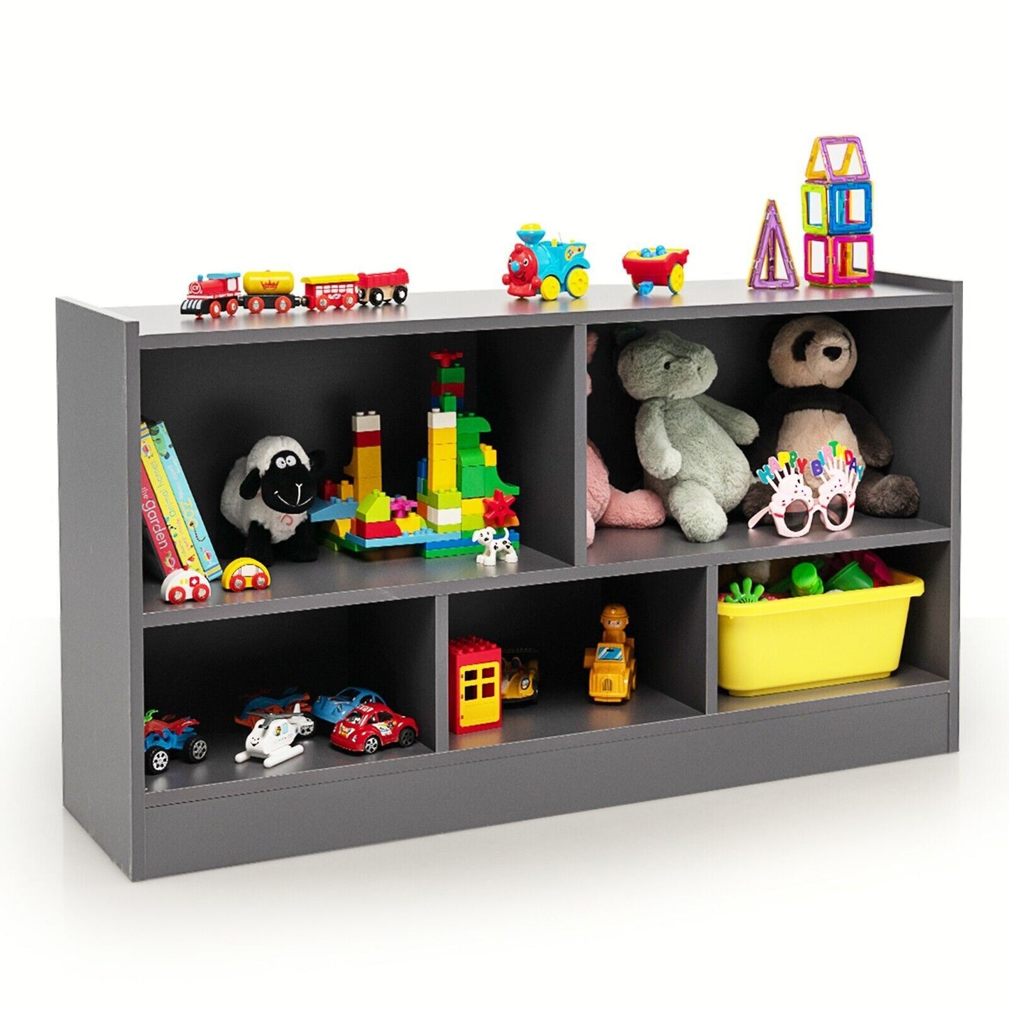 Kids Storage Shelf Unit 5-Cubby Wooden Children Bookcase Toy Storage Organizer