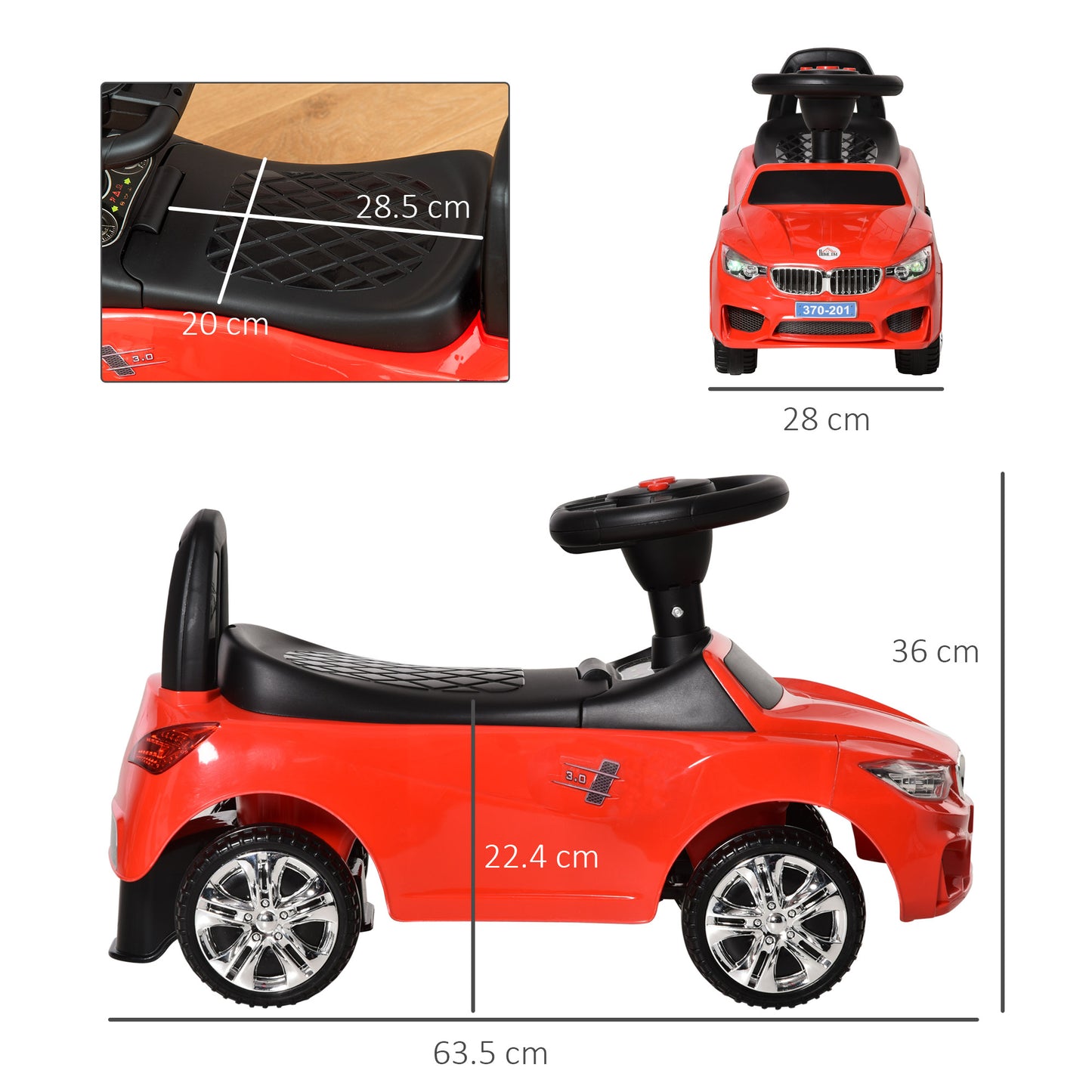 Ride on Sliding Car Baby Toddler Horn Music Working Lights Storage No Power