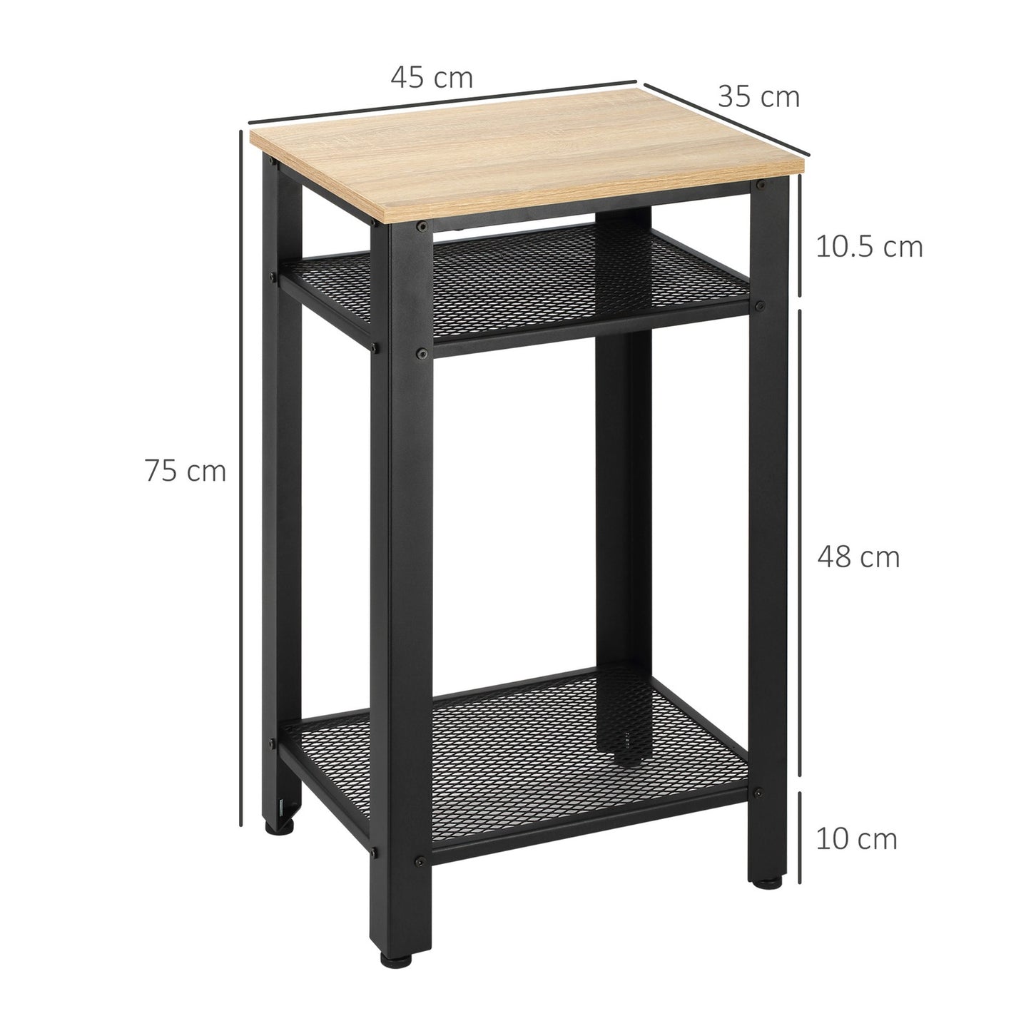 Modern Side Table with 2-Tier Shelves End Table for Bedroom, Living Room