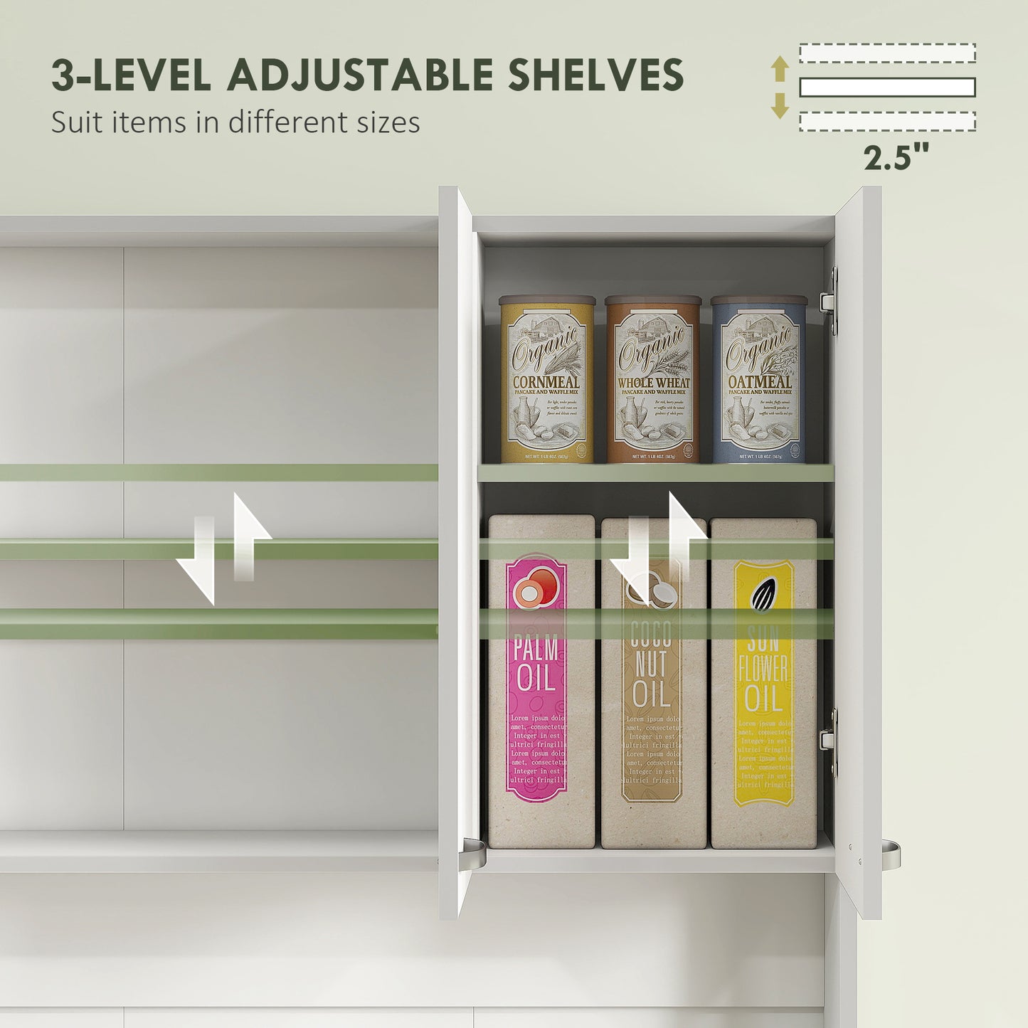 Kitchen Storage Cabinet with 6 Doors, Drawer, Adjustable Shelves