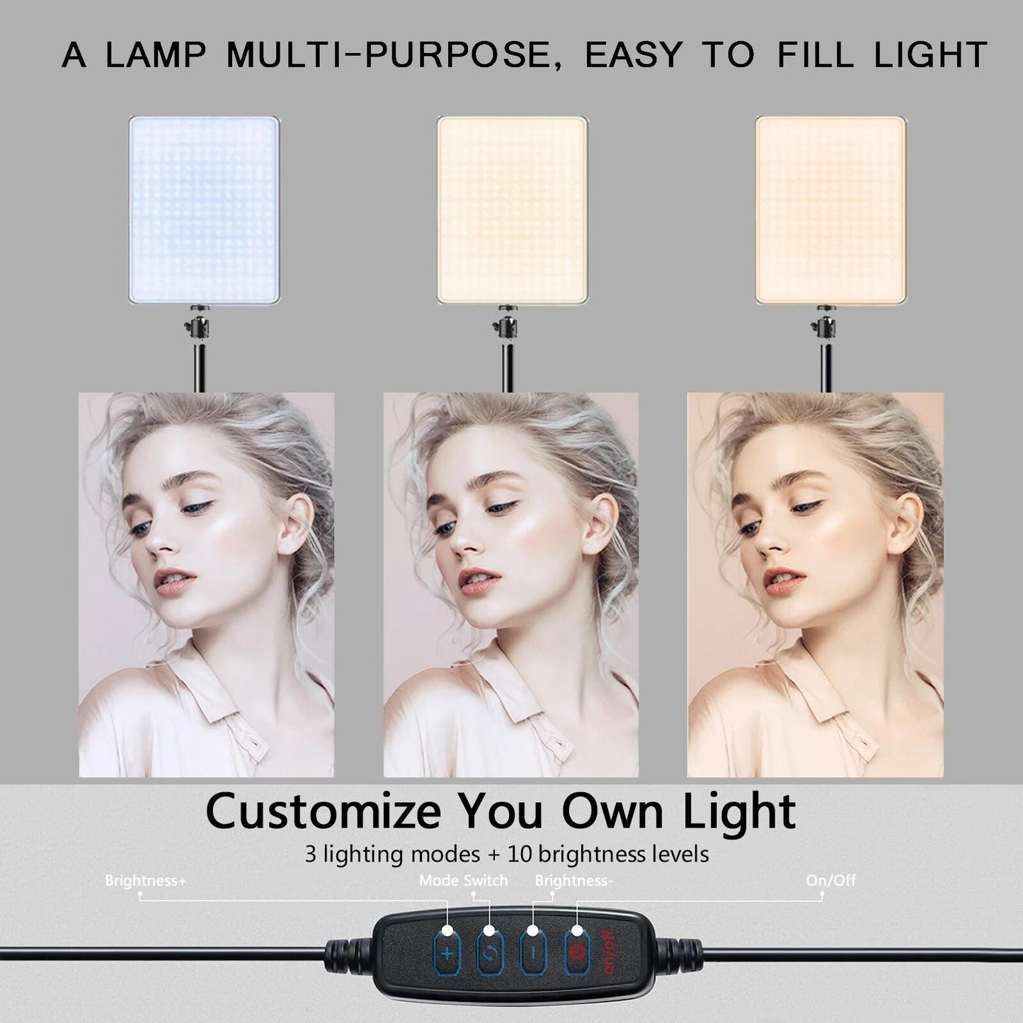 LED Photography Light with Adjustable Arm Stand for Selfies, Streaming & Studio