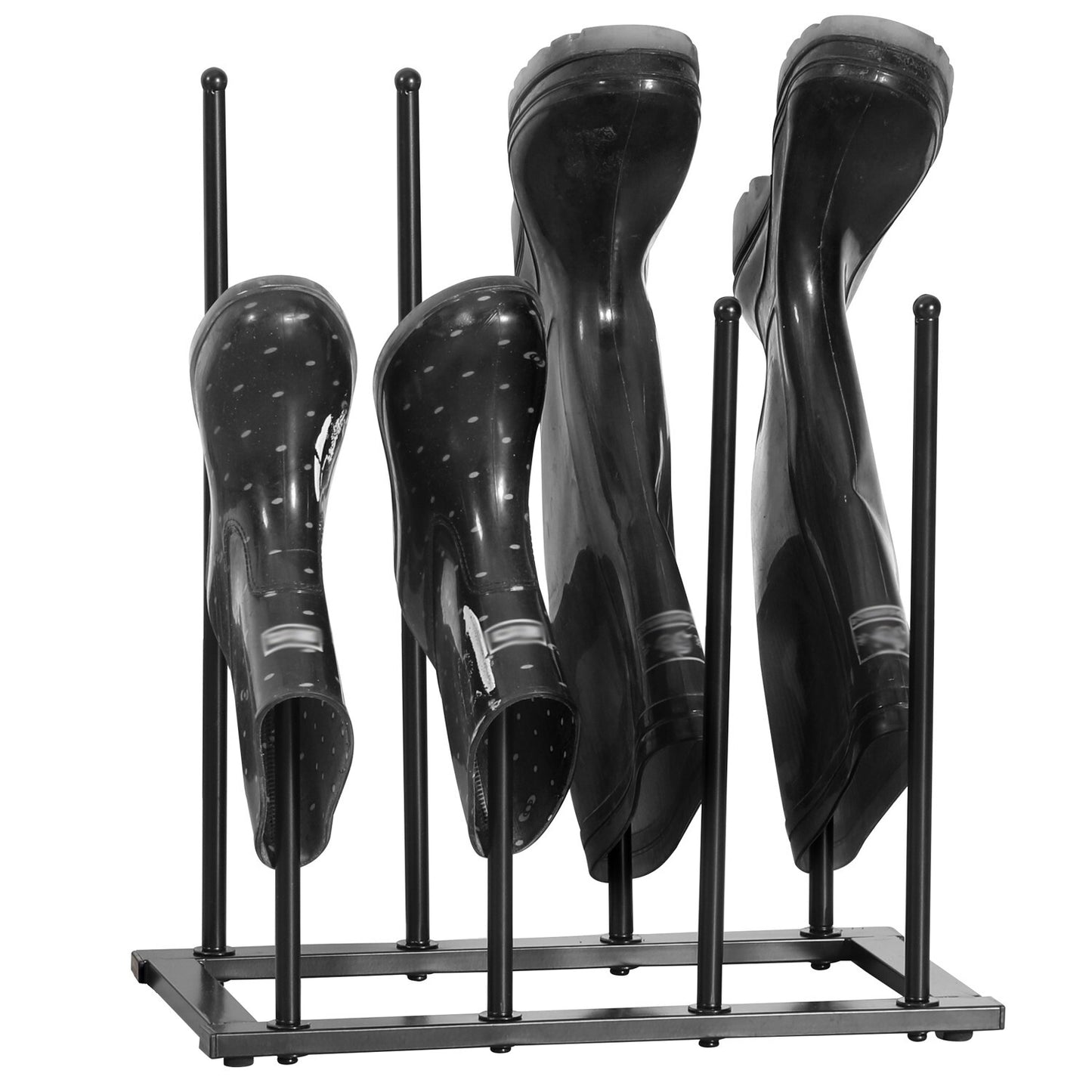 4 Pair Metal Welly Boot Stand Rack Garden Storage