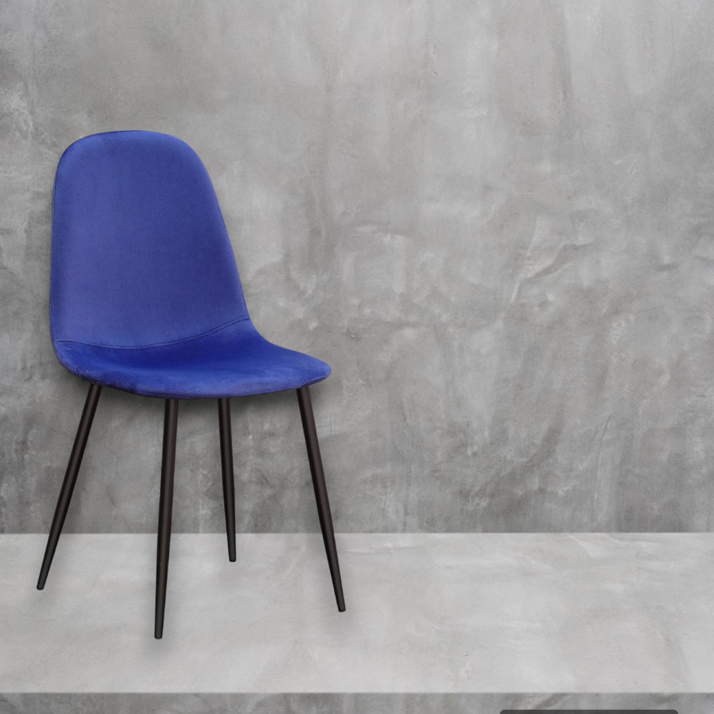 Blue Velvet Dining Chair Blue Padded Metal Legs for Kitchen Chair Home Decor