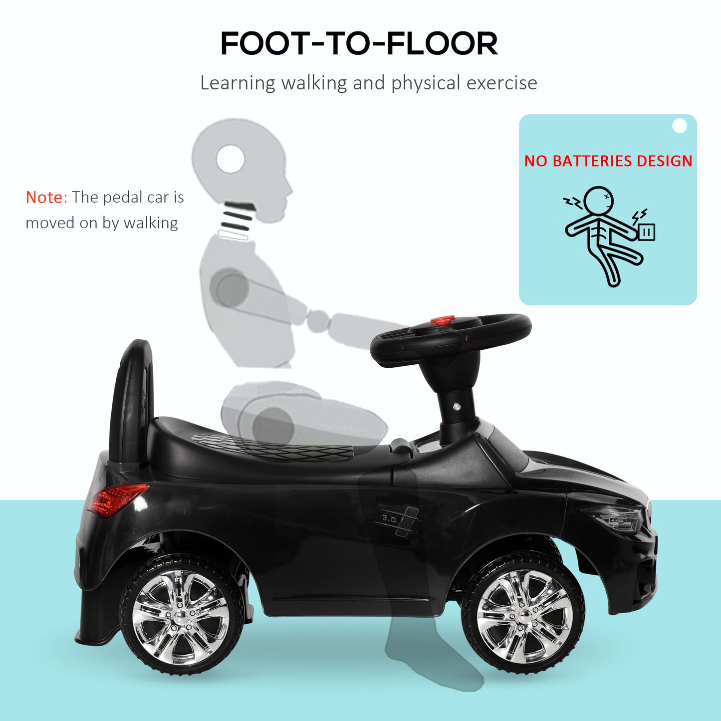Ride on Sliding Car Baby Toddler Horn Music Working Lights Storage No Power