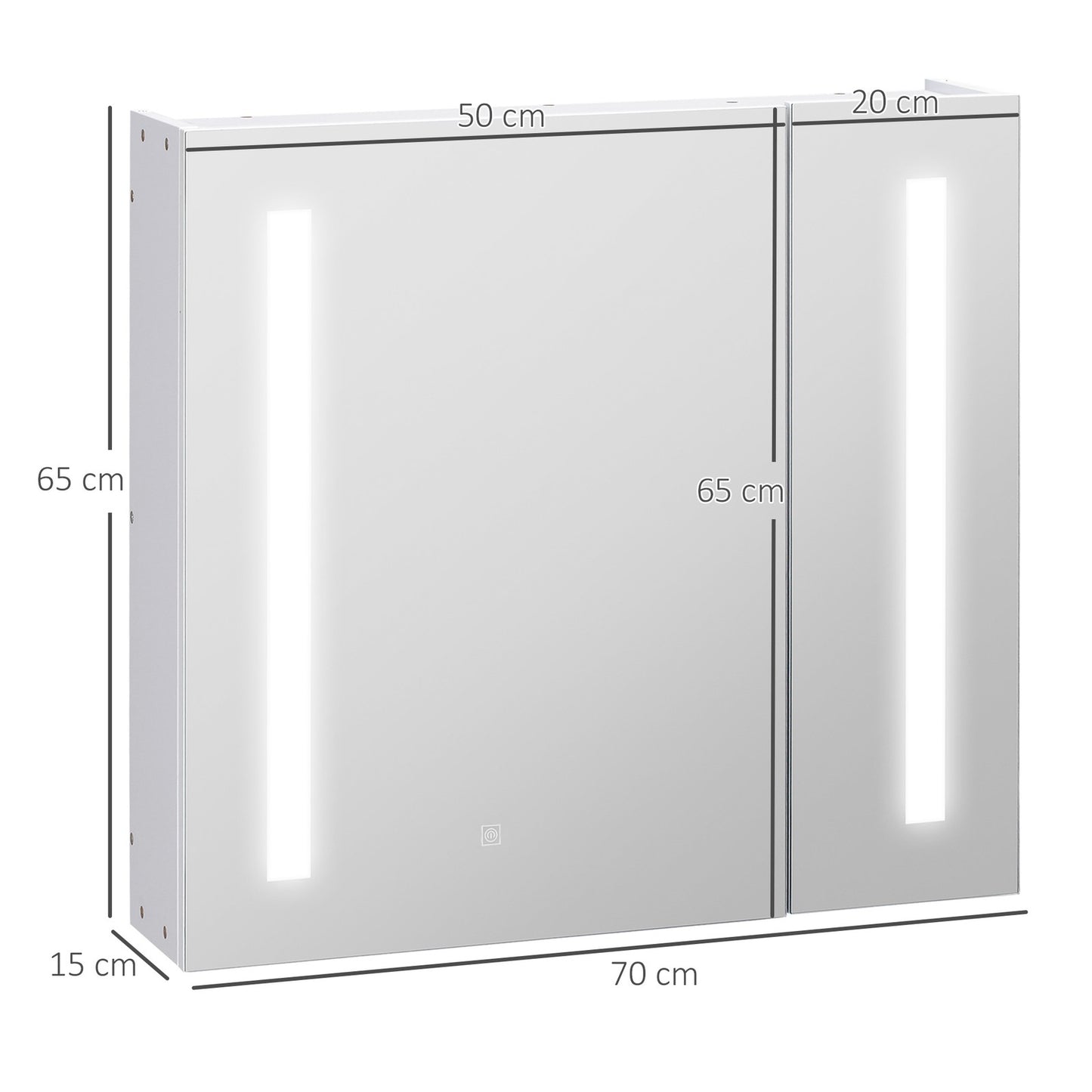 LED Illuminated Bathroom Mirror Cabinet with Lights, Touch Switch, Wall Mounted