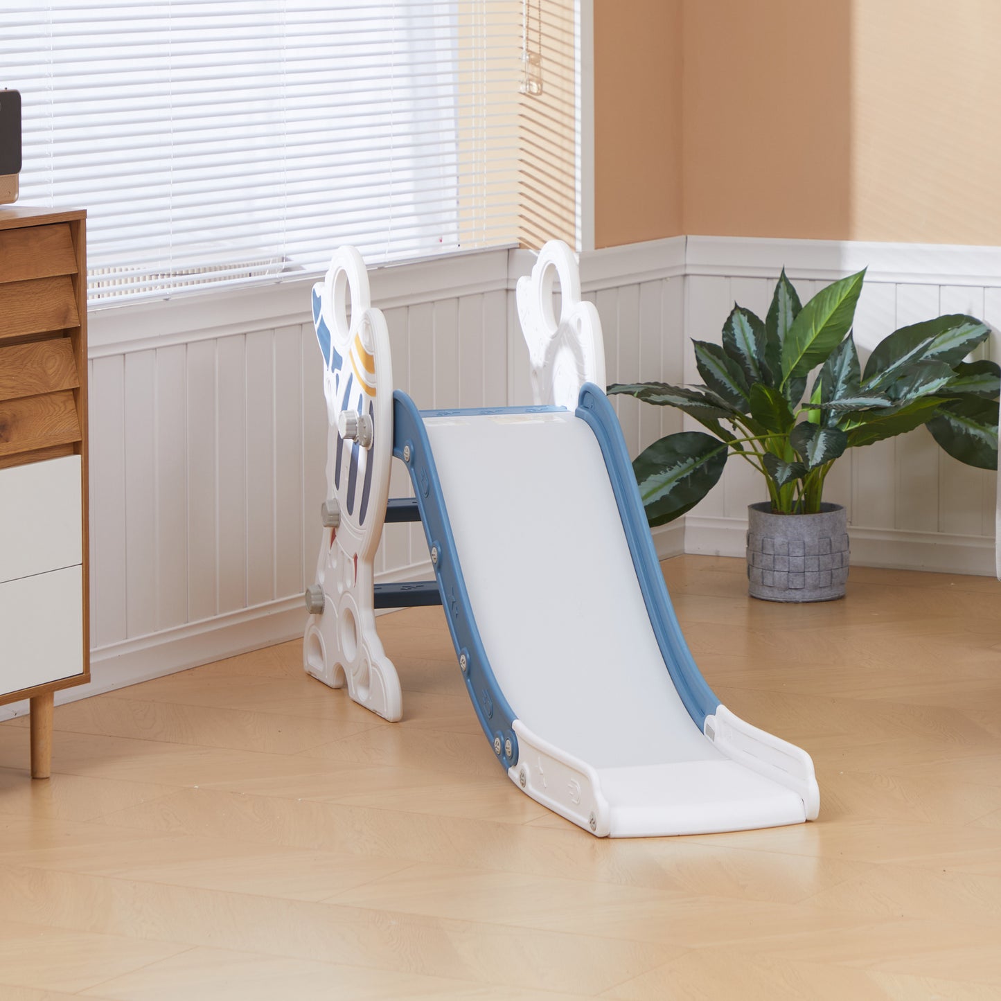 Kids Slide Indoor Freestanding Baby Slide Space Theme for Ages 1.5-3 Years