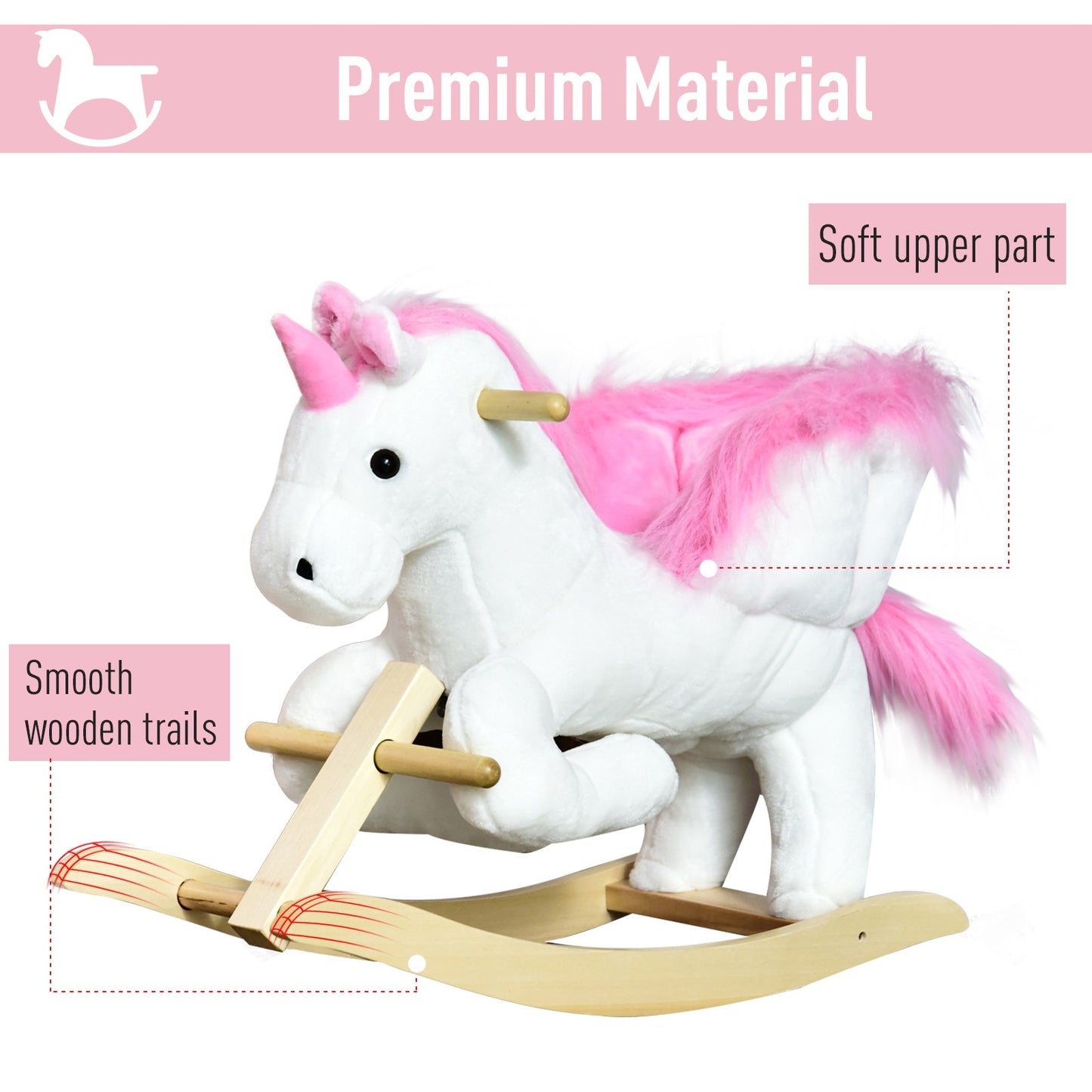 Kids Ride on Unicorn Baby Rocking Horse Rocker Chair Plush Toy with Music