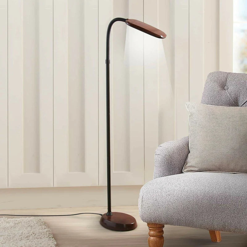 Wood-Effect LED Reading Floor Lamp