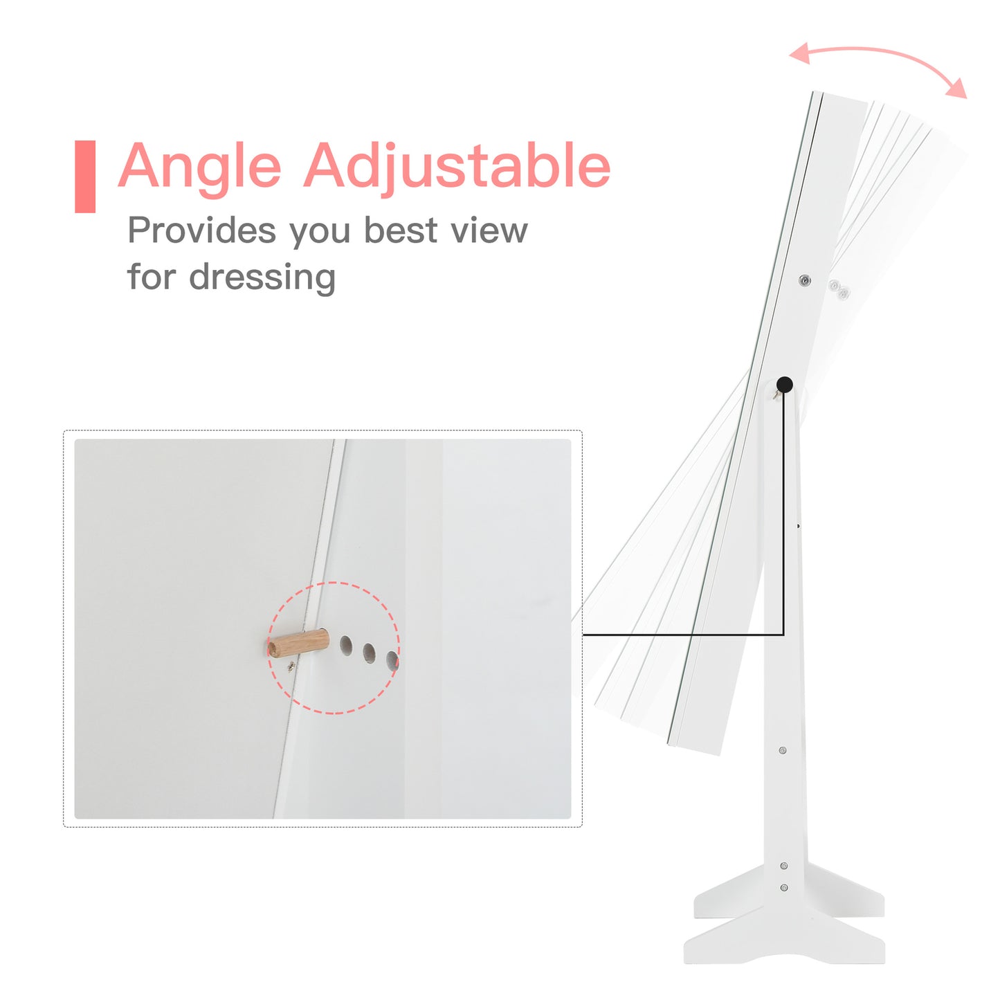 Lockable Jewellery Storage Cabinet Mirror Armoire Freestanding Adjustable White