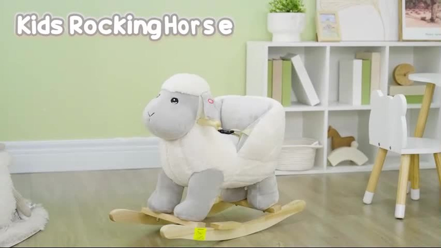AIYAPLAY Baby Rocking Horse with Safety Belt, Sound, for Ages 18-36 Months
