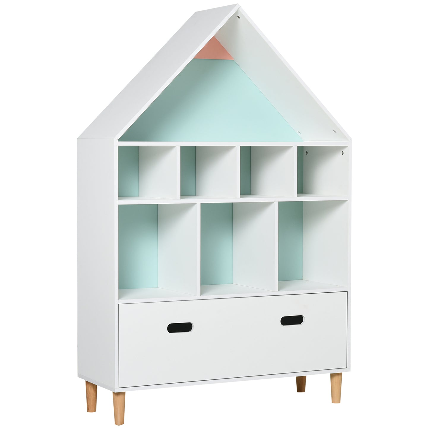 Kids Bookshelf Chest W/ Drawer Cubes Baby Toy Wood Organizer Display Stand