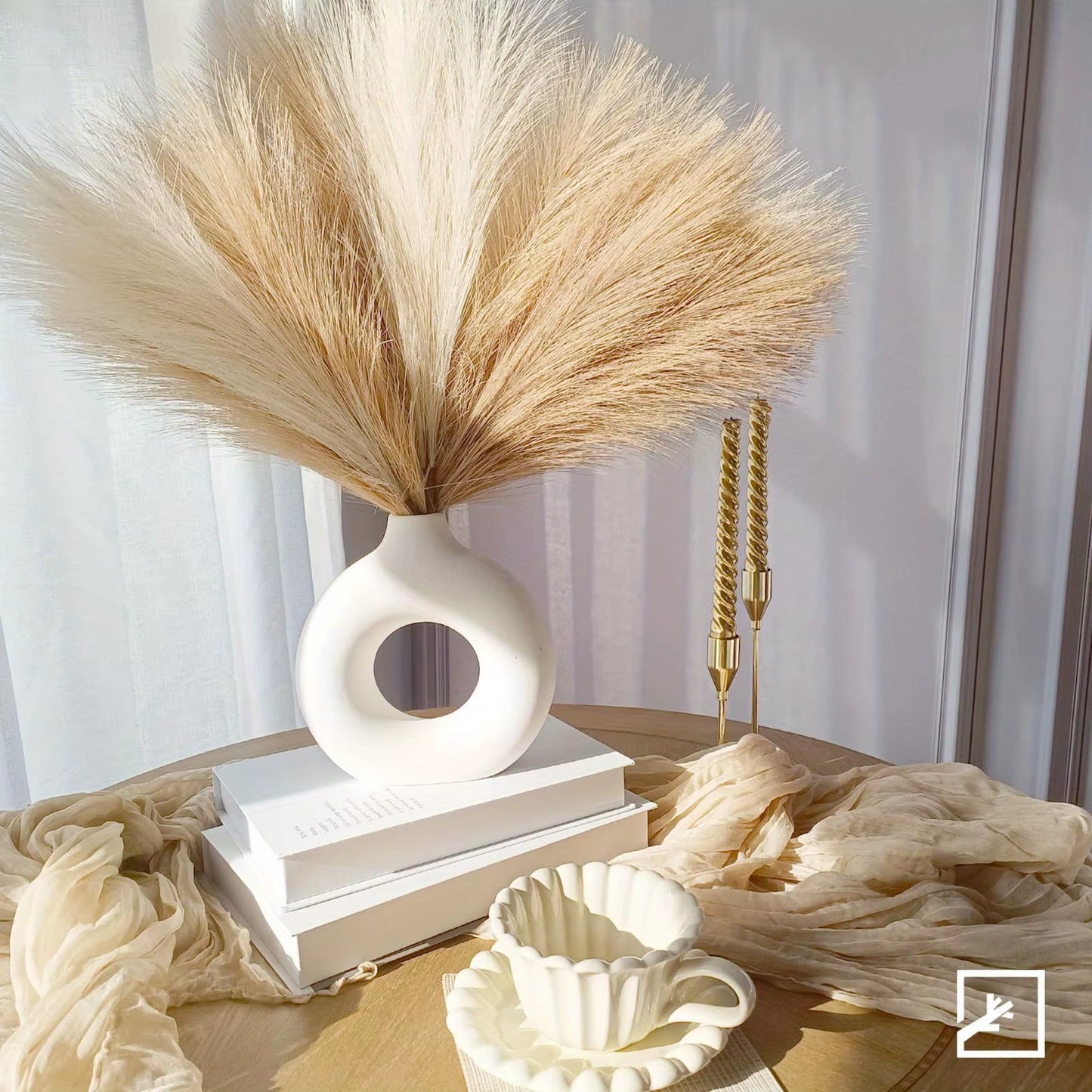 6PCS Artificial Pampas Grass Decor Fake Reed Flower Bouquet for Home Wedding UK