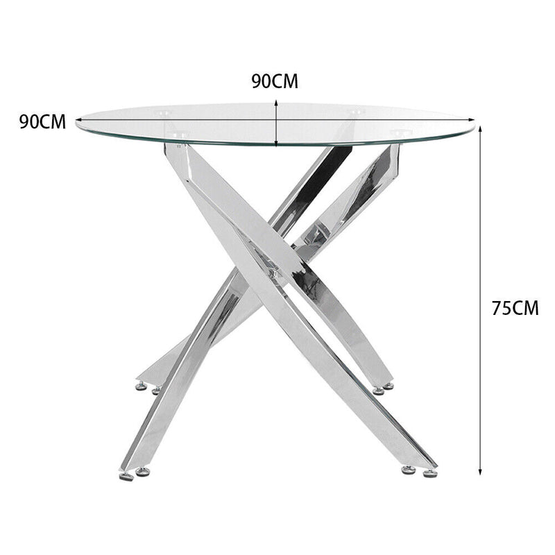 Glass Round Table With Cross Legs