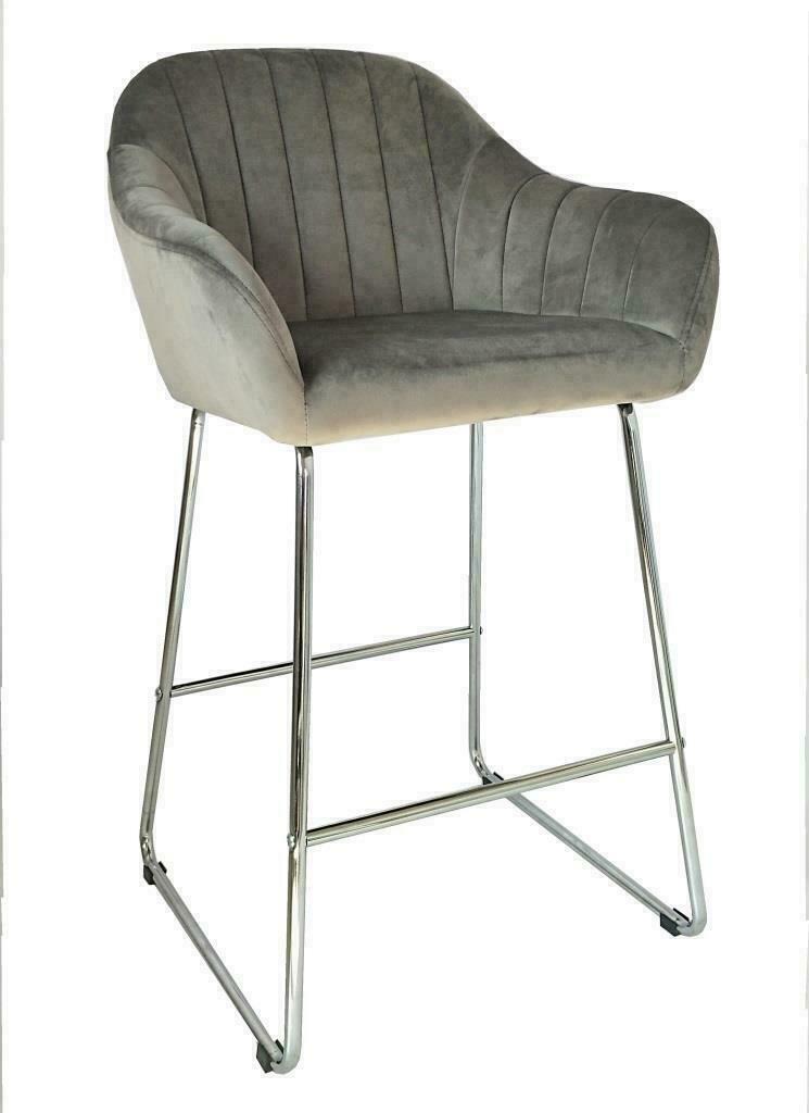 Velvet Bar Stools Bar Chairs Grey Velvet - Cints and Home