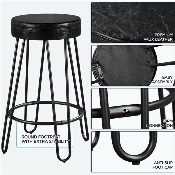 Set of 2 Barstools Velvet and leather - Cints and Home