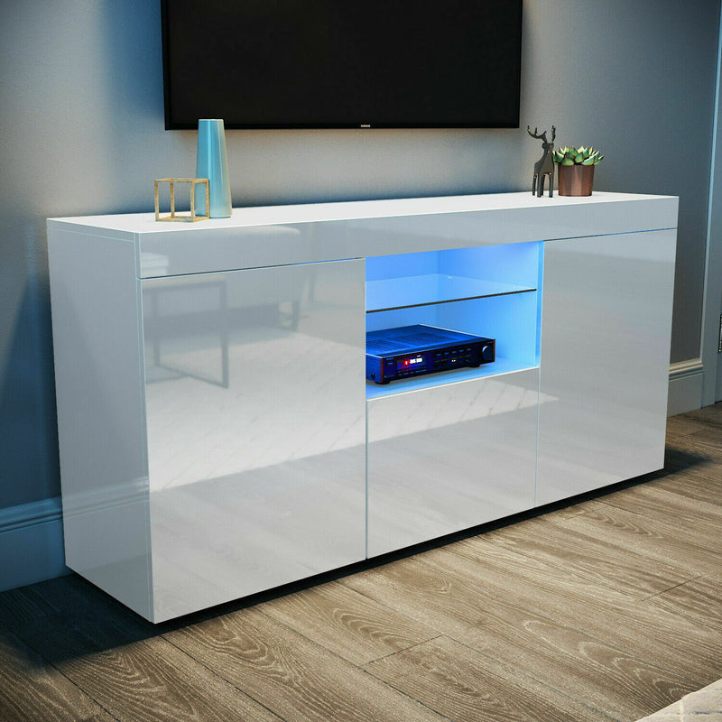 White TV Cabinet with led - Cints and Home