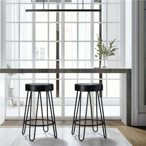 Set of 2 Barstools Velvet and leather - Cints and Home