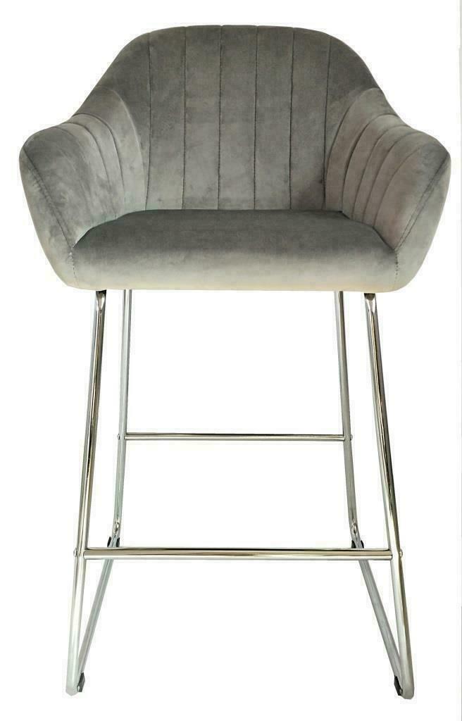 Velvet Bar Stools Bar Chairs Grey Velvet - Cints and Home