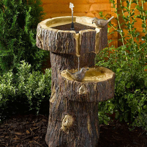 Solar Power Tiered Tree Trunk Water Fountain - Cints and Home