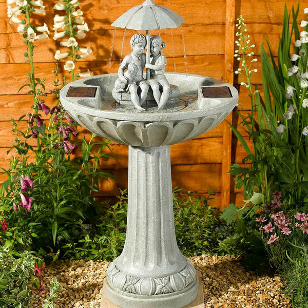 Solar Power Outdoor Grey Umbrella Water Fountain - Cints and Home