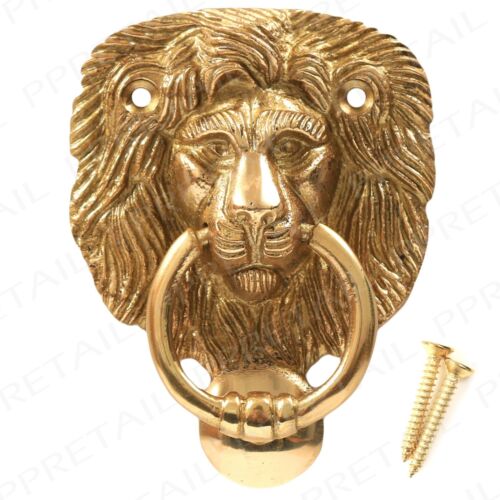 Polished Solid Brass Lion Head Door Knocker