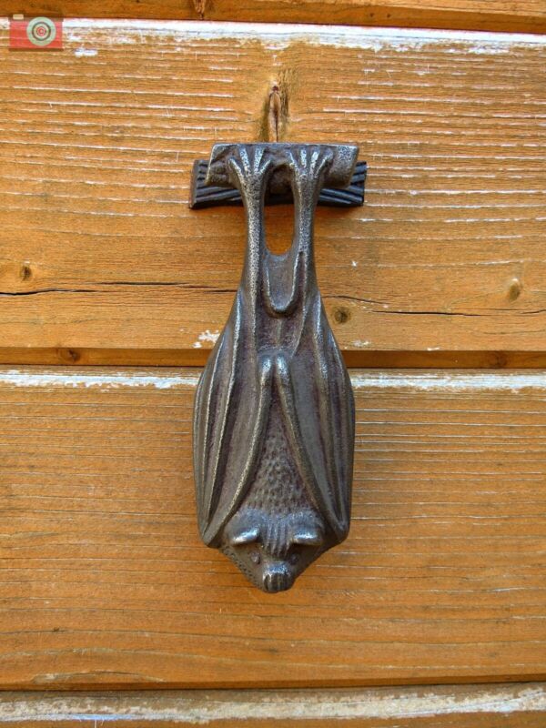 BAT THEME CAST IRON DOOR KNOCKER Vintage Gothic Antique Style - Cints and Home
