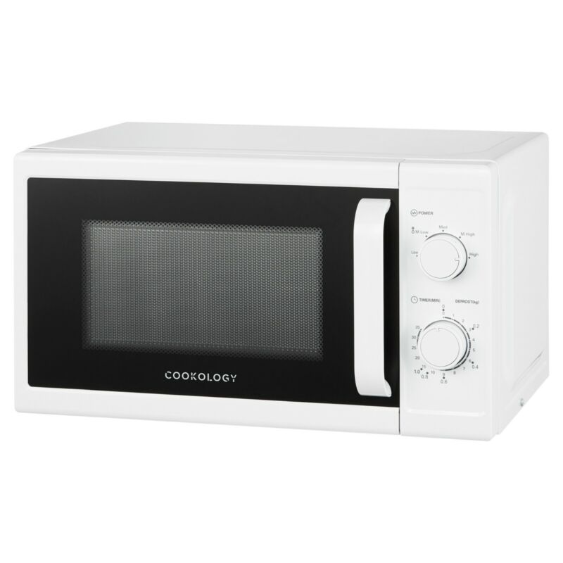 20L White Microwave, 800W Freestanding