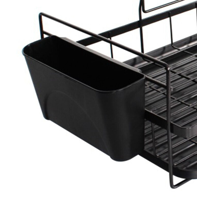 2-Tier Dish Drainer Rack with Drip Tray Metal Wire