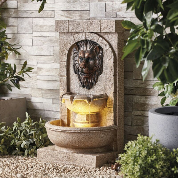 Garden 59cm Lion Head Wall Water Feature