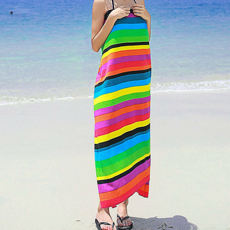 Extra Large Striped Microfibre Lightweight Beach Towel Quick