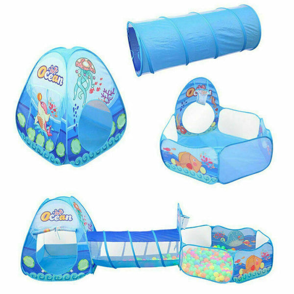 3 in 1 Play Tent House Tunnel Baby Kids Ball Pit Pool - Cints and Home