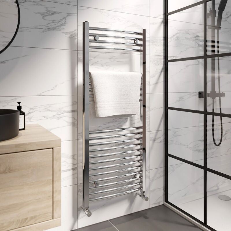 Heated Towel Rail Chrome Radiator Designer Modern Bathroom Curved - Cints and Home