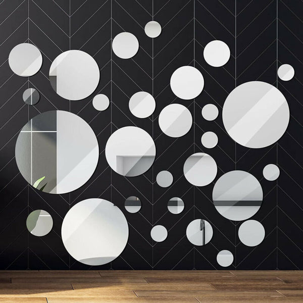 Tiles Wall Stickers Circle Mirror Decals Self-Adhesive - Cints and Home