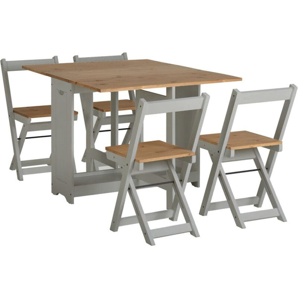 Grey and Pine Space Saving Dining Table and Chairs - Cints and Home