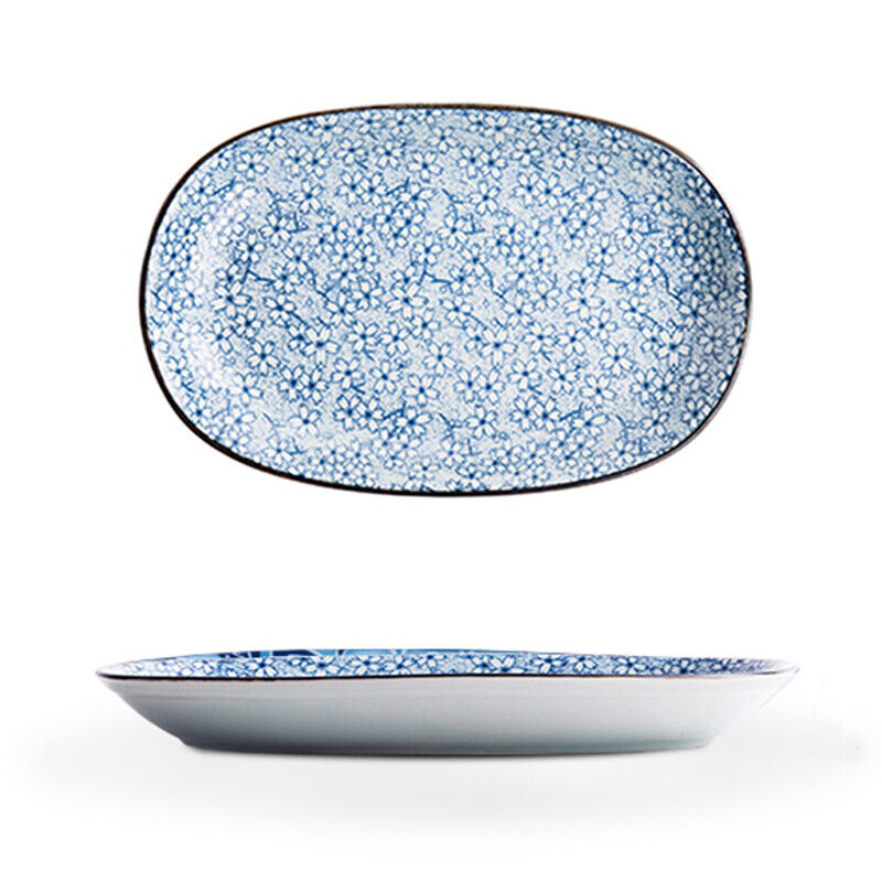 Japanese Blue Crockery Sets Ceramic Dishes Plates Bowls