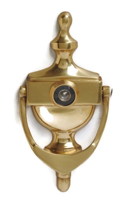 Victorian Urn Brass Door Knocker Complete With Matching Viewer - Cints and Home