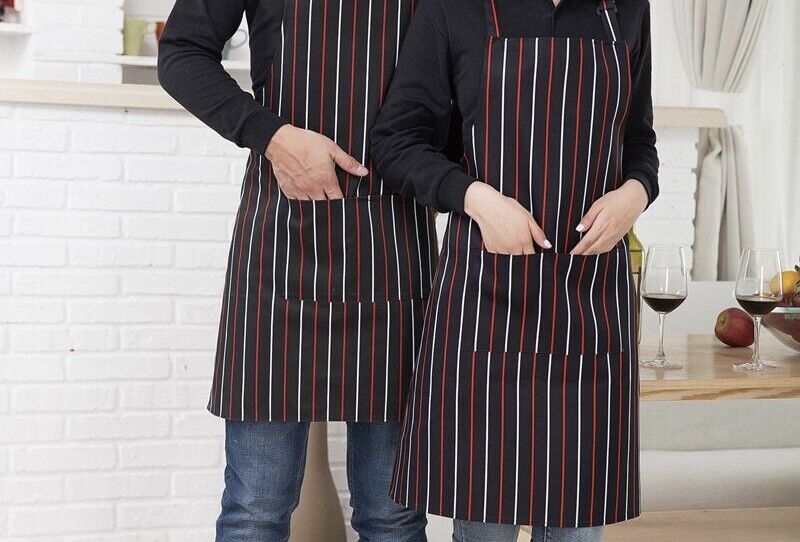 Black and Red STRIPES Chef Apron Kitchen Cooking