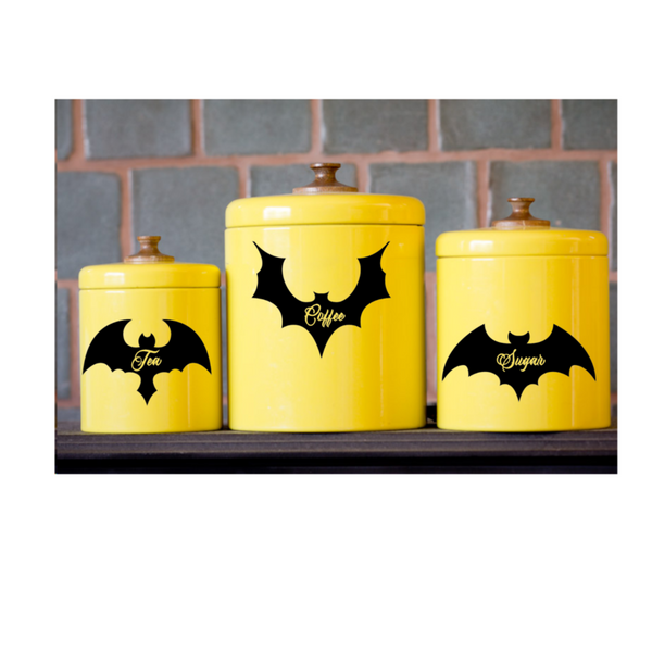 Tea Coffee Sugar Bat decals For use with all cannisters