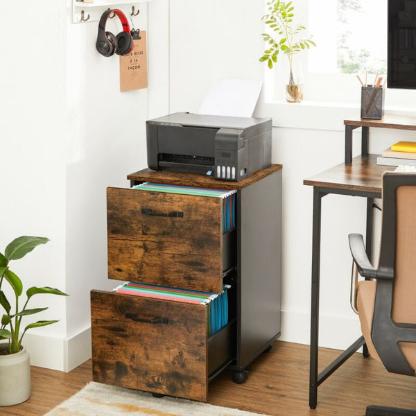 File Cabinet 2 Drawers Rolling Office Filing Cabinet - Cints and Home