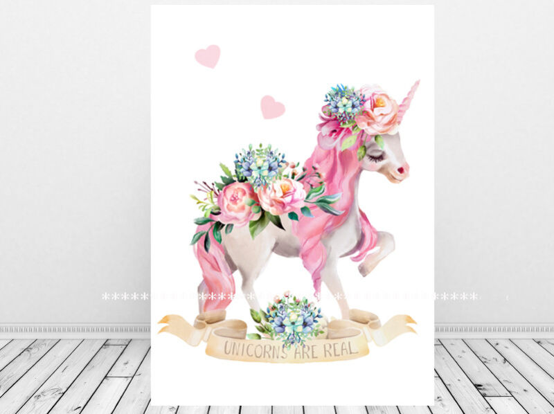 Unicorn Print Wall Art/Unicorn Pink Girls Room - Cints and Home