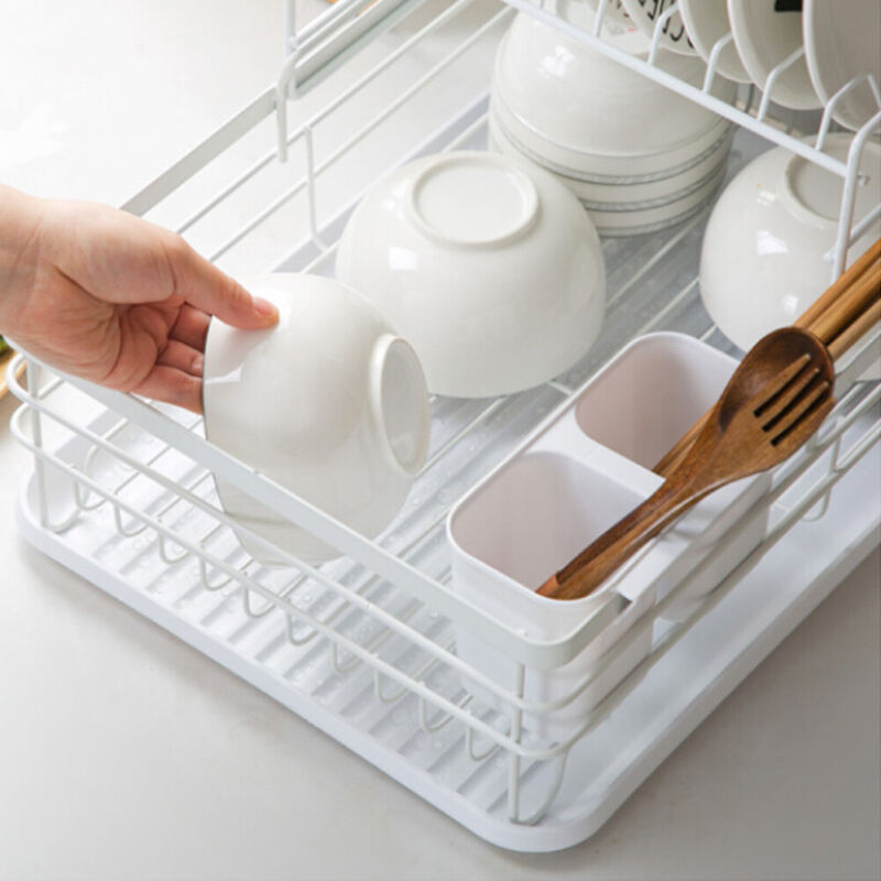 Large Dish Drainer Rack with Drip Tray Metal