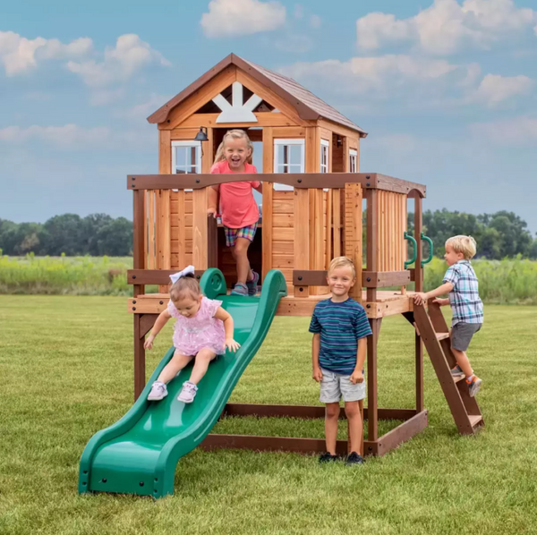 Wooden Garden Playhouse Outdoor Kids Slide - Cints and Home