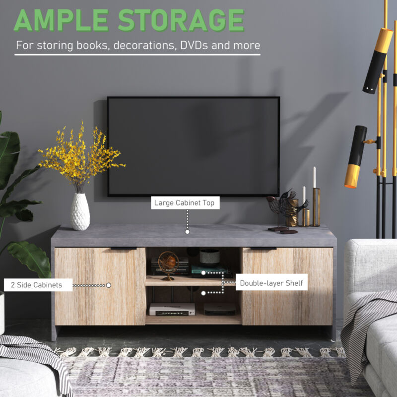 Modern TV Cabinet Stand Unit Wooden Media Storage Space