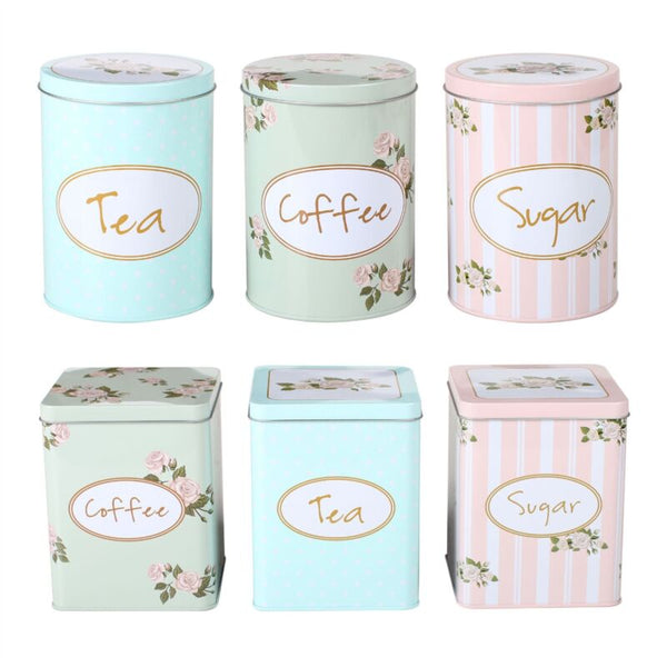 3PC Tea Sugar & Coffee Kitchen Storage Tins