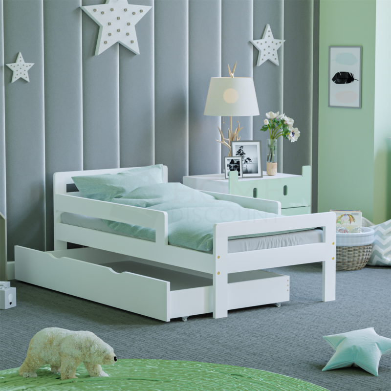 Toddler Wood Bed Frame White - Cints and Home