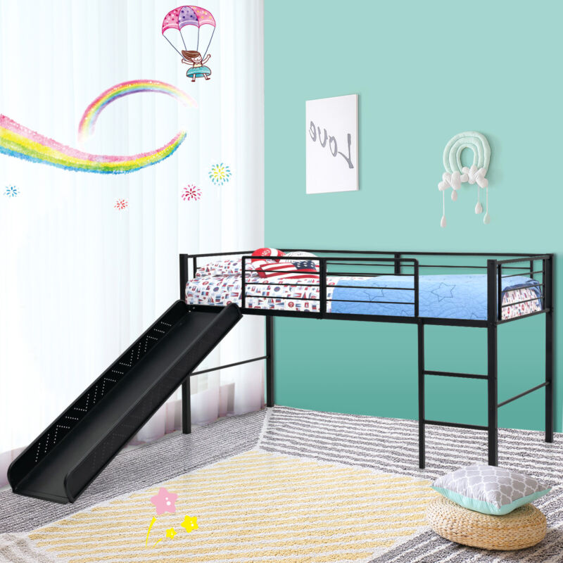 Kids Mid Sleeper Bed Children Loft Beds Metal - Cints and Home